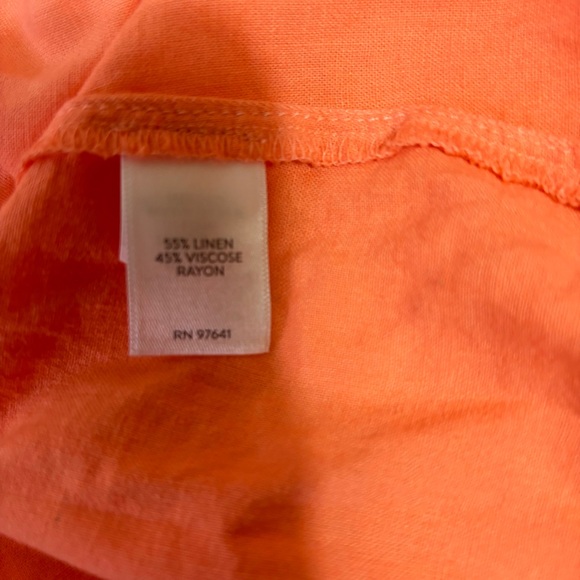 NWT J Jill Linen Blend Pink and Orange Button Down Shirt - Picture 7 of 10